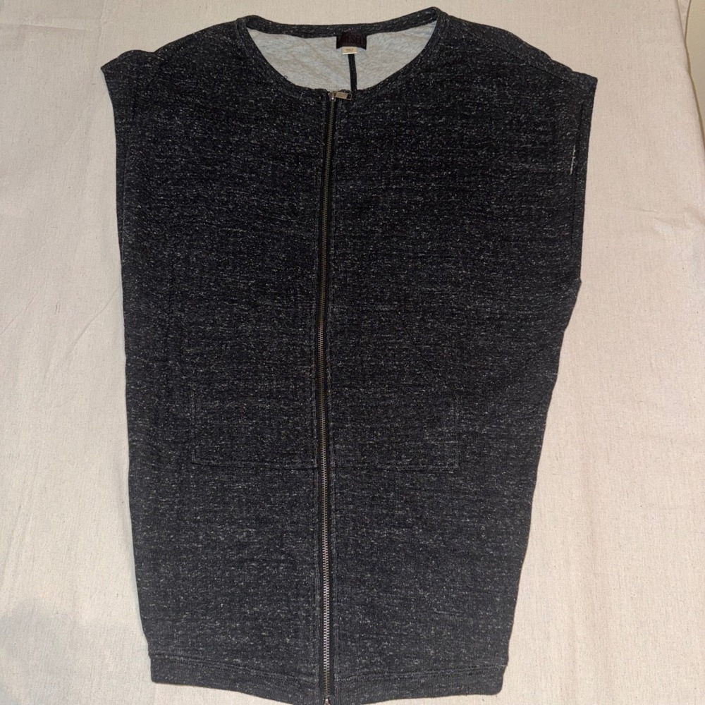 Diesel Mens Sleeveless Zip Up Vest Charcoal Grey Marl Knit Layering Top